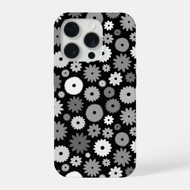 Coque iPhone Fleurs monochromes à motif répétitif (Verso)