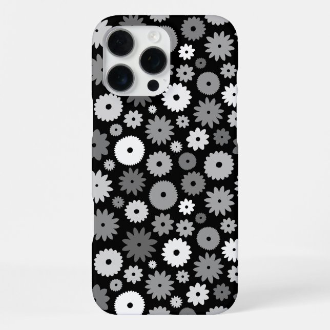 Coque iPhone Fleurs monochromes à motif répétitif (Verso)