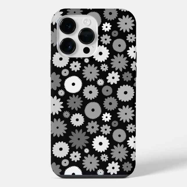 Coque iPhone Fleurs monochromes à motif répétitif (Verso)