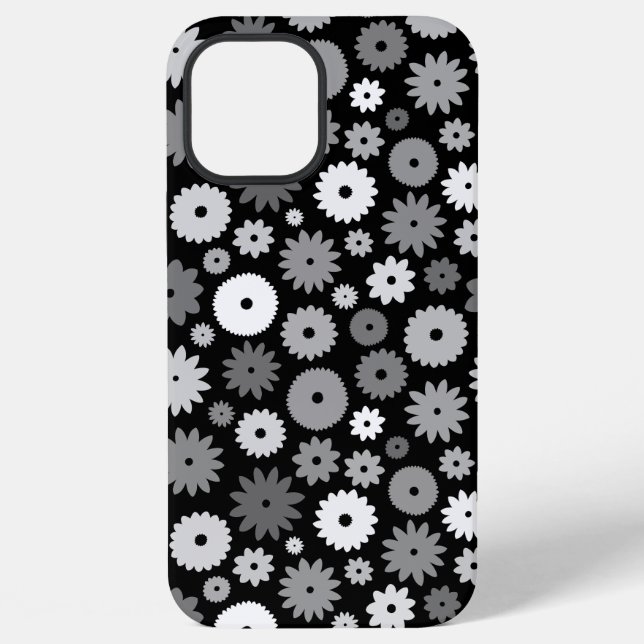 Coque iPhone Fleurs monochromes à motif répétitif (Verso)