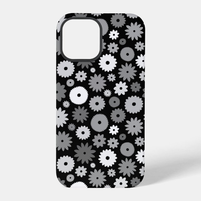 Coque iPhone Fleurs monochromes à motif répétitif (Verso)