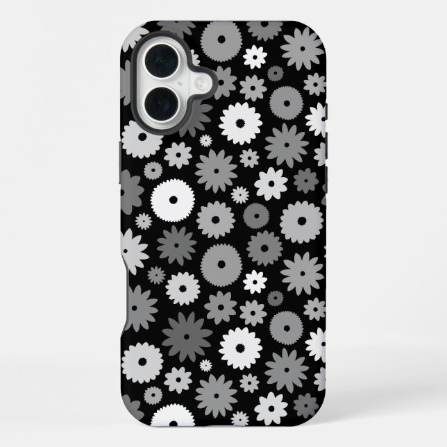 Coque iPhone Fleurs monochromes à motif répétitif (Verso)