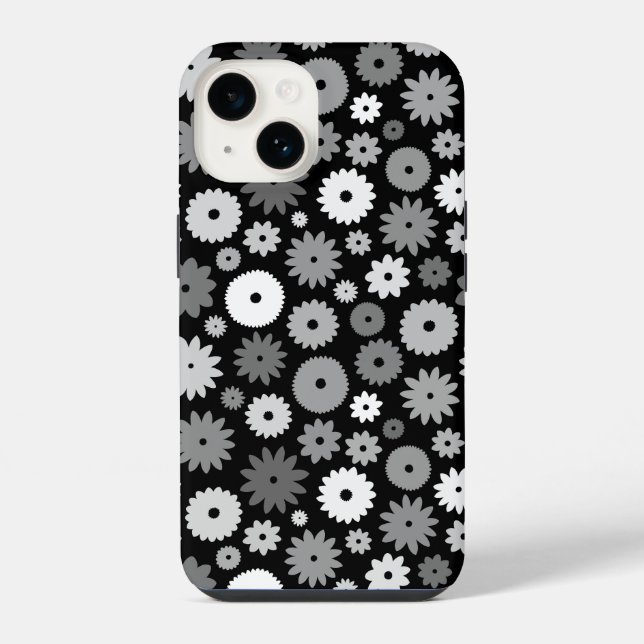 Coque iPhone Fleurs monochromes à motif répétitif (Verso)
