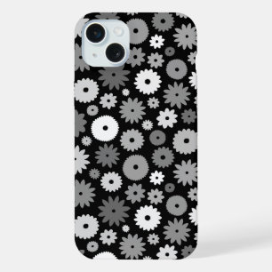 Coque iPhone 15 Plus Fleurs monochromes à motif répétitif