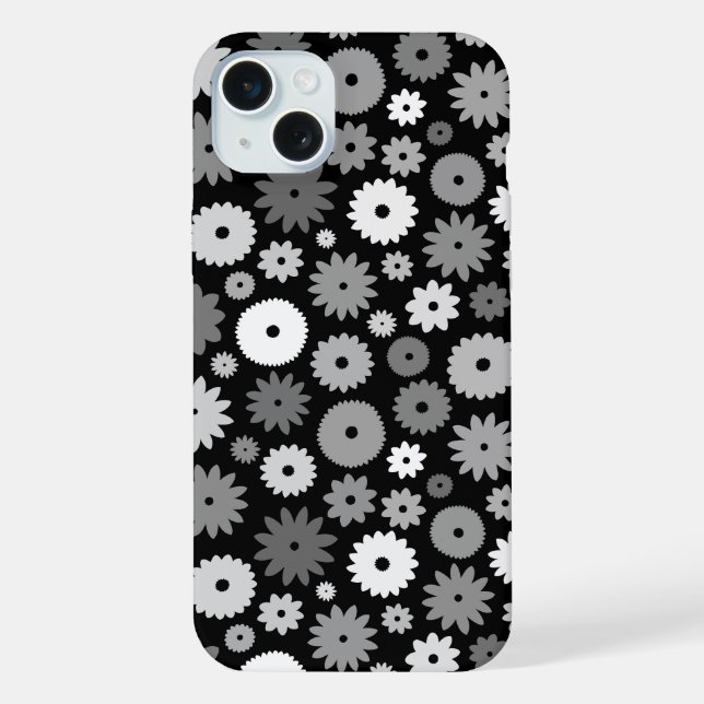 Coque iPhone Fleurs monochromes à motif répétitif (Verso)