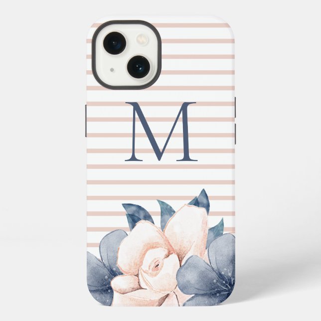Coque iPhone Fleurs Monogramme Rose  (Verso)