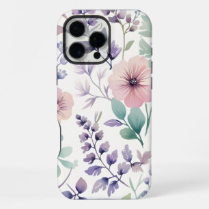 Coque iPhone 16 Pro Max Fleurs, Motif Botanique, Couleur Pastel