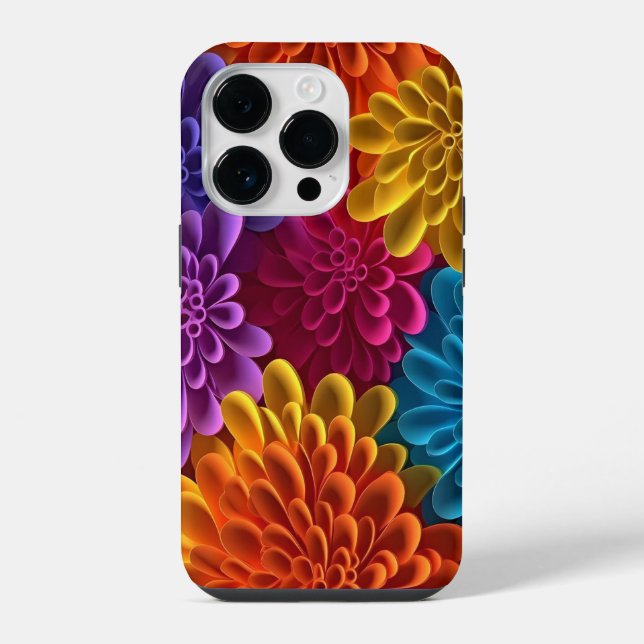 Coque iPhone Fleurs multicolores 3D (Verso)