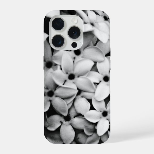 Coque iPhone fleurs noir et blanc (Verso)