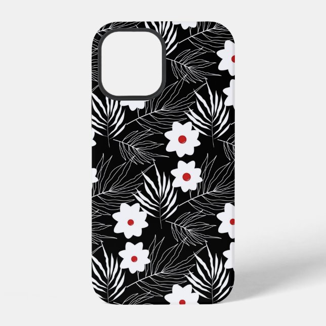 Coque iPhone Fleurs noires et blanches (Verso)