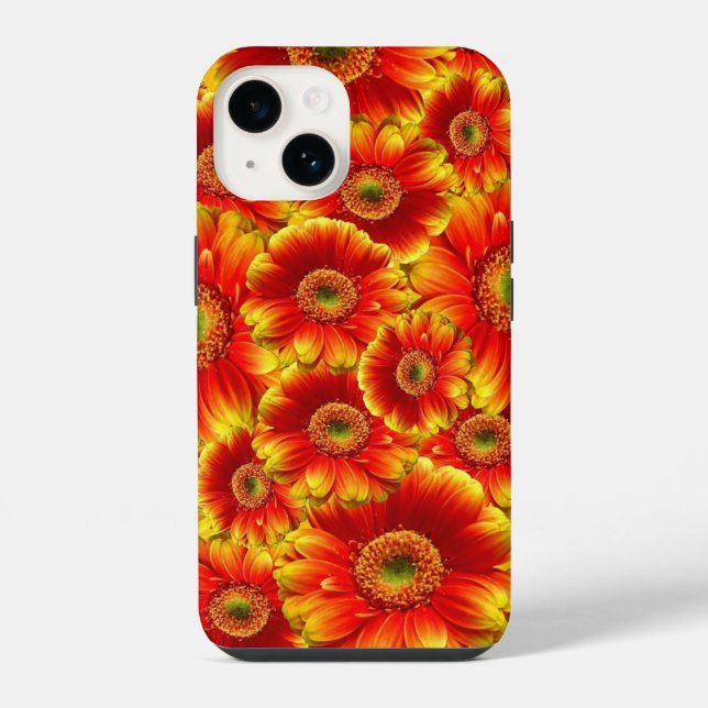Coque iPhone Fleurs orange vif (Verso)