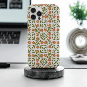 Coque iPhone 15 Pro Max Fleurs oranges, motif floral, verdure, Boho