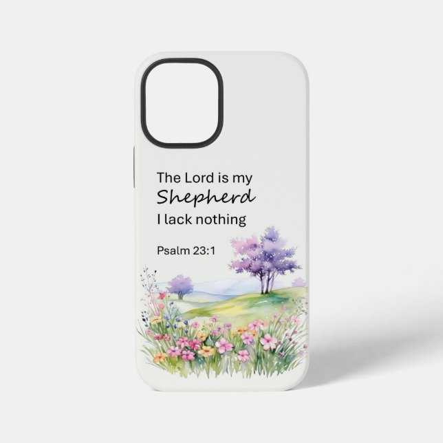 Coque iPhone Fleurs pastel à l'aquarelle  Psaume 23  (Verso)