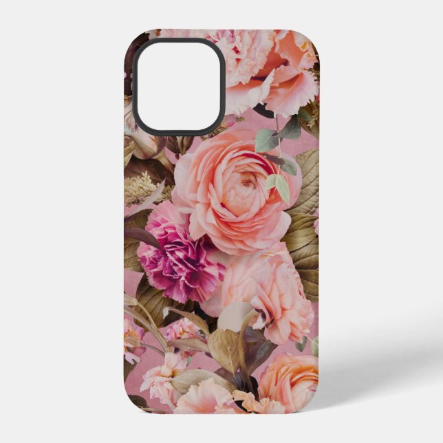 Coque iPhone Fleurs pastel rustique rose (Verso)