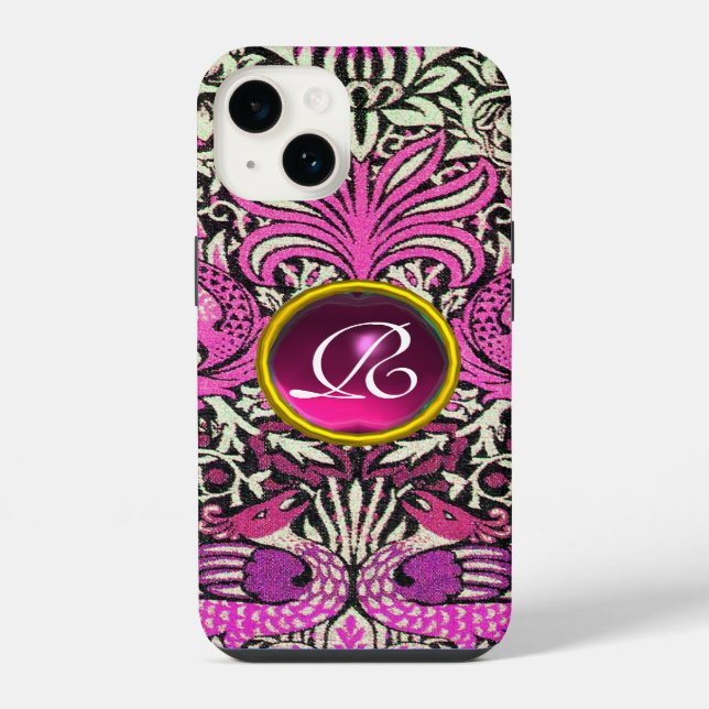 COQUE iPhone FLEURS, PEACOCKS ET DRAGONS GEM STONE MONOGRAM (Verso)