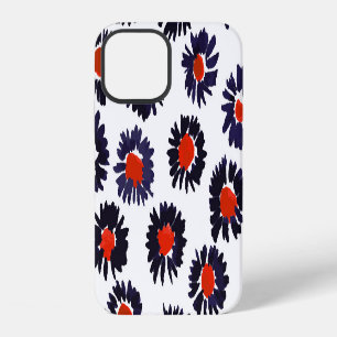 Coque iPhone 12 Fleurs peintes à la main, motif rouge et bleu.