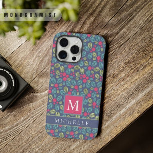 Coque iPhone 15 Pro Max Fleurs personnalisables gris bleu floral rose vert