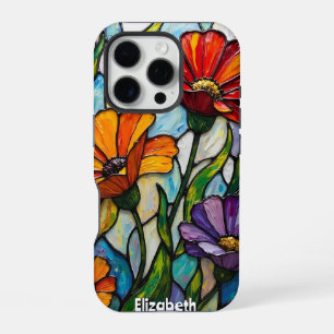 Coque iPhone 16 Pro Fleurs radieuses dans des panneaux de verre
