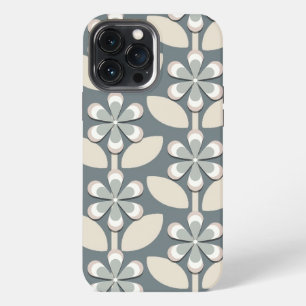 Etui iPhone 13 Pro Max Fleurs Rétro Vert Sage