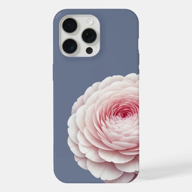 Coque iPhone Fleurs romantiques bleu ardoise et rose (Verso)