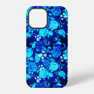 Coque iPhone 12 Pro Fleurs Rose bleu classique Motif-876
