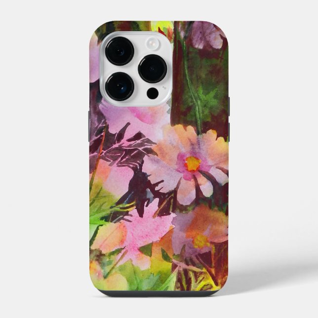 Coque iPhone Fleurs roses Abstraites Artistic Dark (Verso)