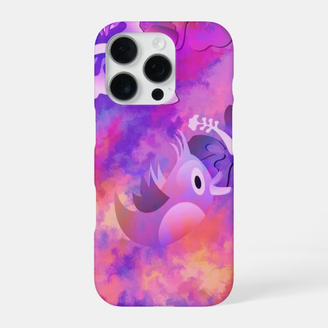 Coque iPhone Fleurs roses Abstraites et art des oiseaux (Verso)