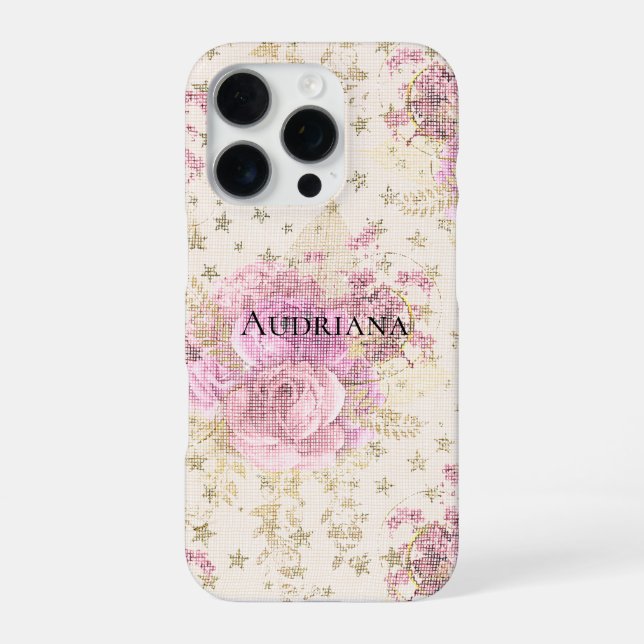 Coque iPhone Fleurs roses Chic (Verso)