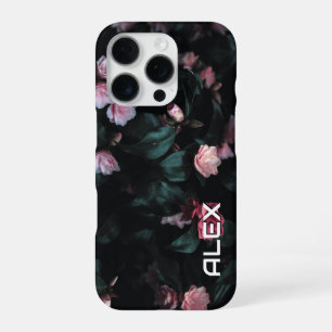 Coque iPhone 16 Pro Fleurs roses claires sur feuillage vert riche
