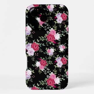 Coque iPhone 16 Pro Max Fleurs roses et rouges élégantes, botanique vintag