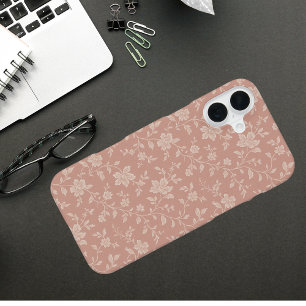 Coque iPhone 16 Plus Fleurs roses poussiéreuses vintage Élégantes Roman