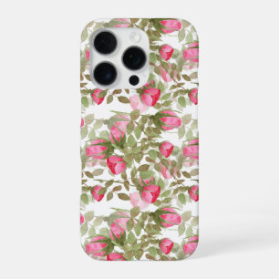 Coque iPhone 16 Pro Fleurs roses roses aquarelle floral romantique pri