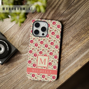 Coque iPhone 15 Pro Max Fleurs roses rouges florales jaune pâle personnali