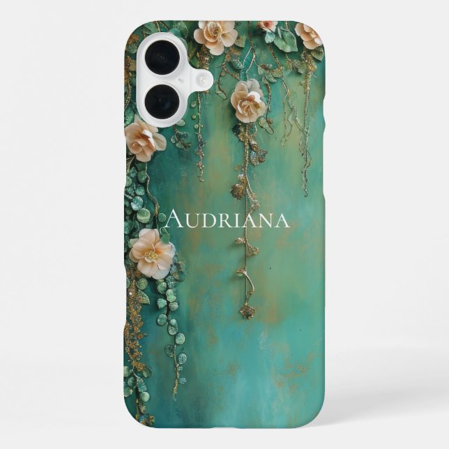 Coque iPhone Fleurs roses teintées de bleu romantique  (Verso)