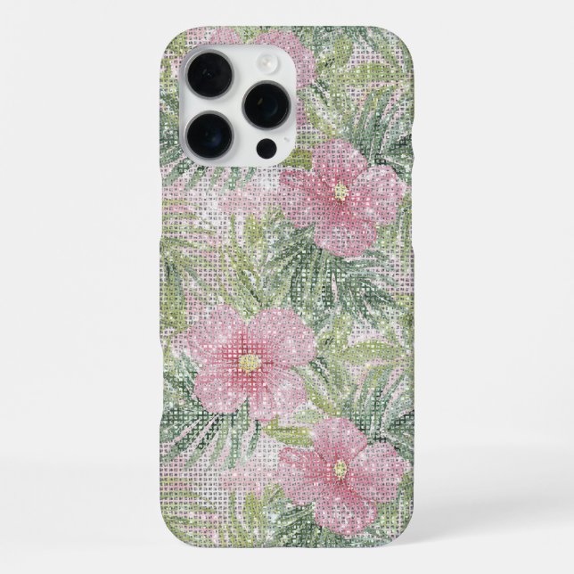 Coque iPhone Fleurs roses tropicales (Verso)