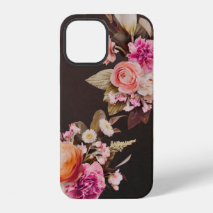 Coque iPhone 12 Fleurs roses vintage élégant