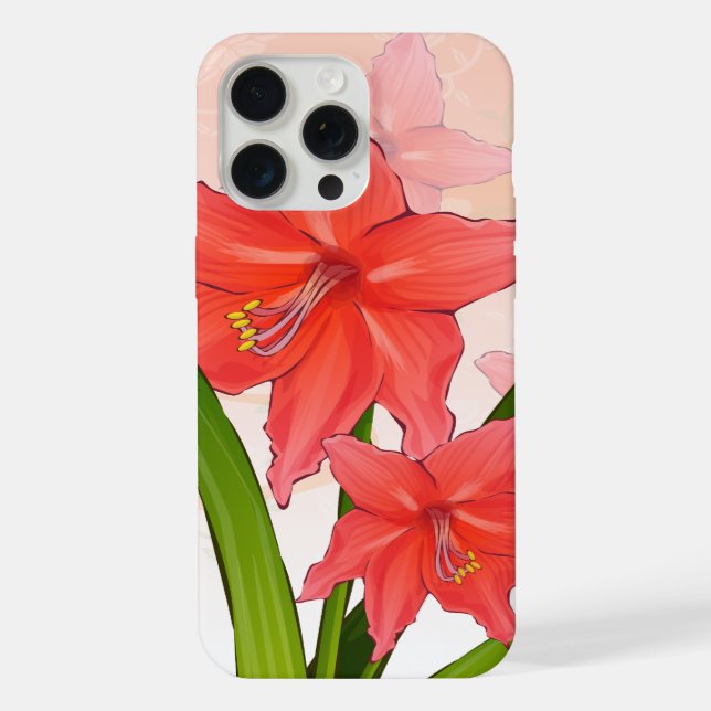 Coque iPhone Fleurs rouges Amaryllis (Verso)