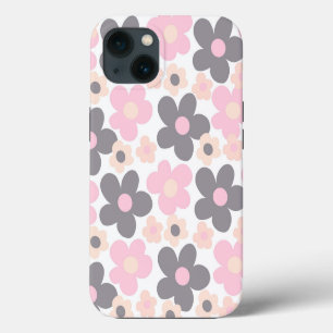 Etui iPhone 13 Fleurs Rouges Roses Grises Rêve Rétro #1 #rétro #a