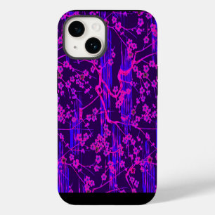 Coque Pour iPhone 14 FLEURS SAKURA BLEU ROSE Motif floral japonais