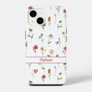 Coque Pour iPhone 14 Fleurs sauvages à l'aquarelle Nom floral Fille fém
