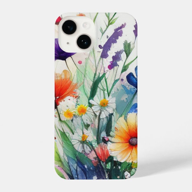 Coque iPhone Fleurs sauvages Aquarelle tendance (Verso)