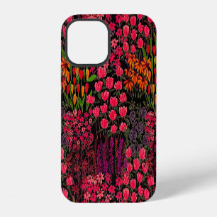 Coque iPhone 12 Fleurs sauvages artistiques : motif floral dessiné