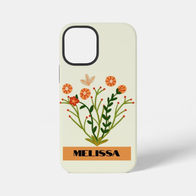 Coque iPhone Fleurs sauvages beige Typographie moderne minimale (Verso)