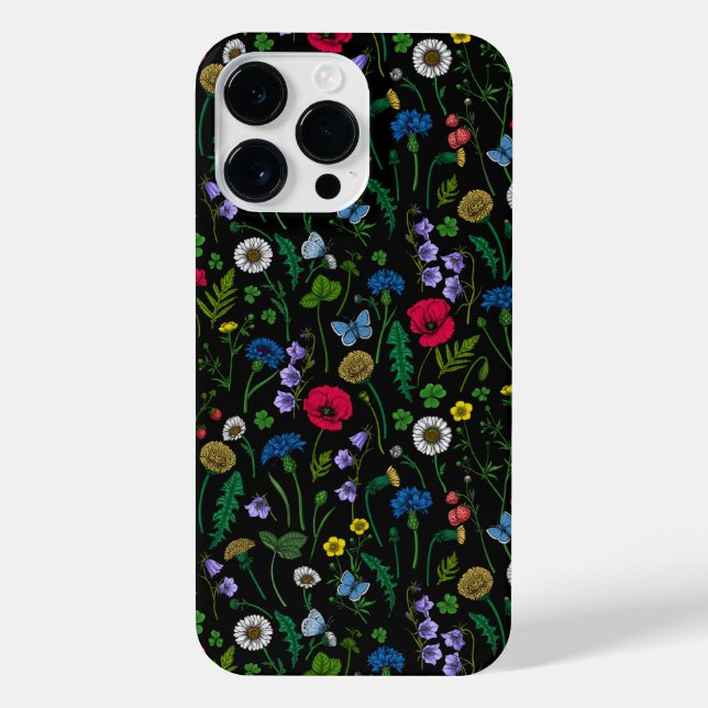 Coque iPhone Fleurs sauvages en noir (Verso)