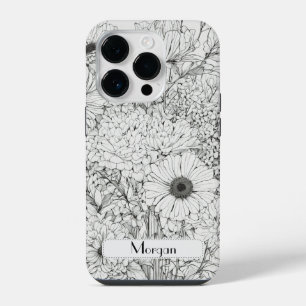 Coque Pour iPhone 14 Plus Fleurs sauvages modernes élégantes blanc et noir