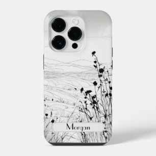 Coque Pour iPhone 14 Plus Fleurs sauvages modernes élégantes blanc et noir