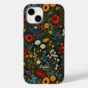 Coque Pour iPhone 14 Fleurs sauvages Rouge Orange Bleu Blanc Violet Van