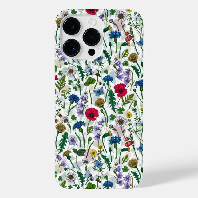 Coque iPhone Fleurs sauvages sur blanc cassé (Verso)