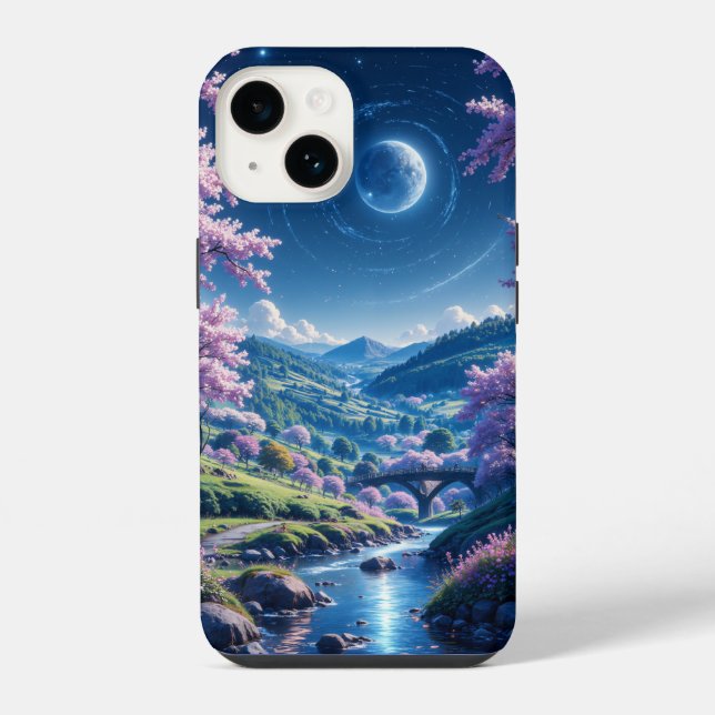 Coque iPhone Fleurs sous un ciel étoilé (Verso)