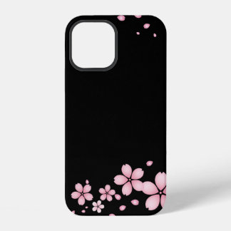 Coque iPhone 12 Fleurs sur fond noir